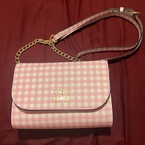 Steve Madden pink gingham crossbody purse